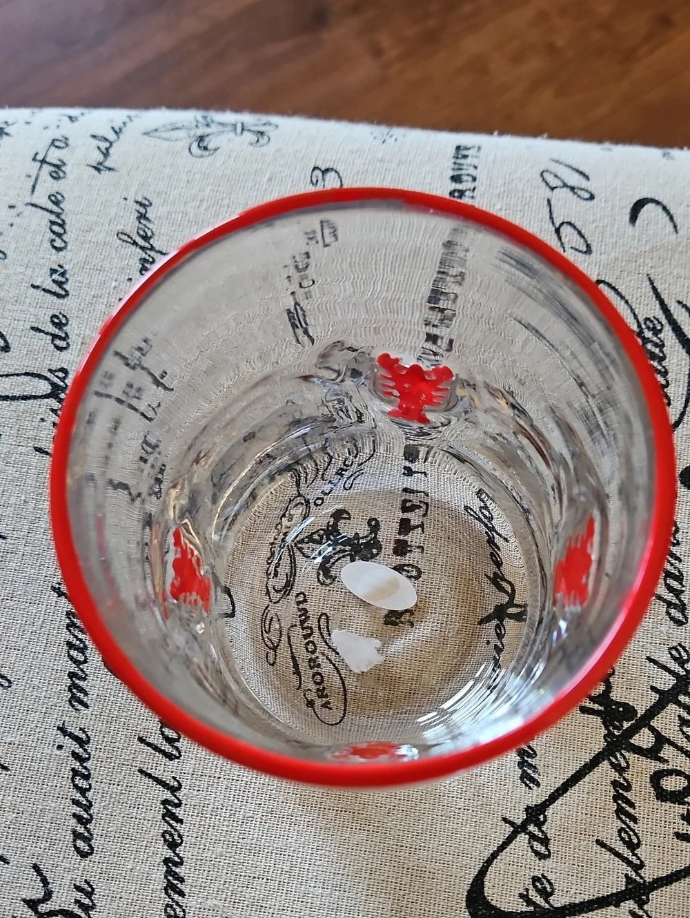 Clear Glass Tumbler with Red Lobster Accent